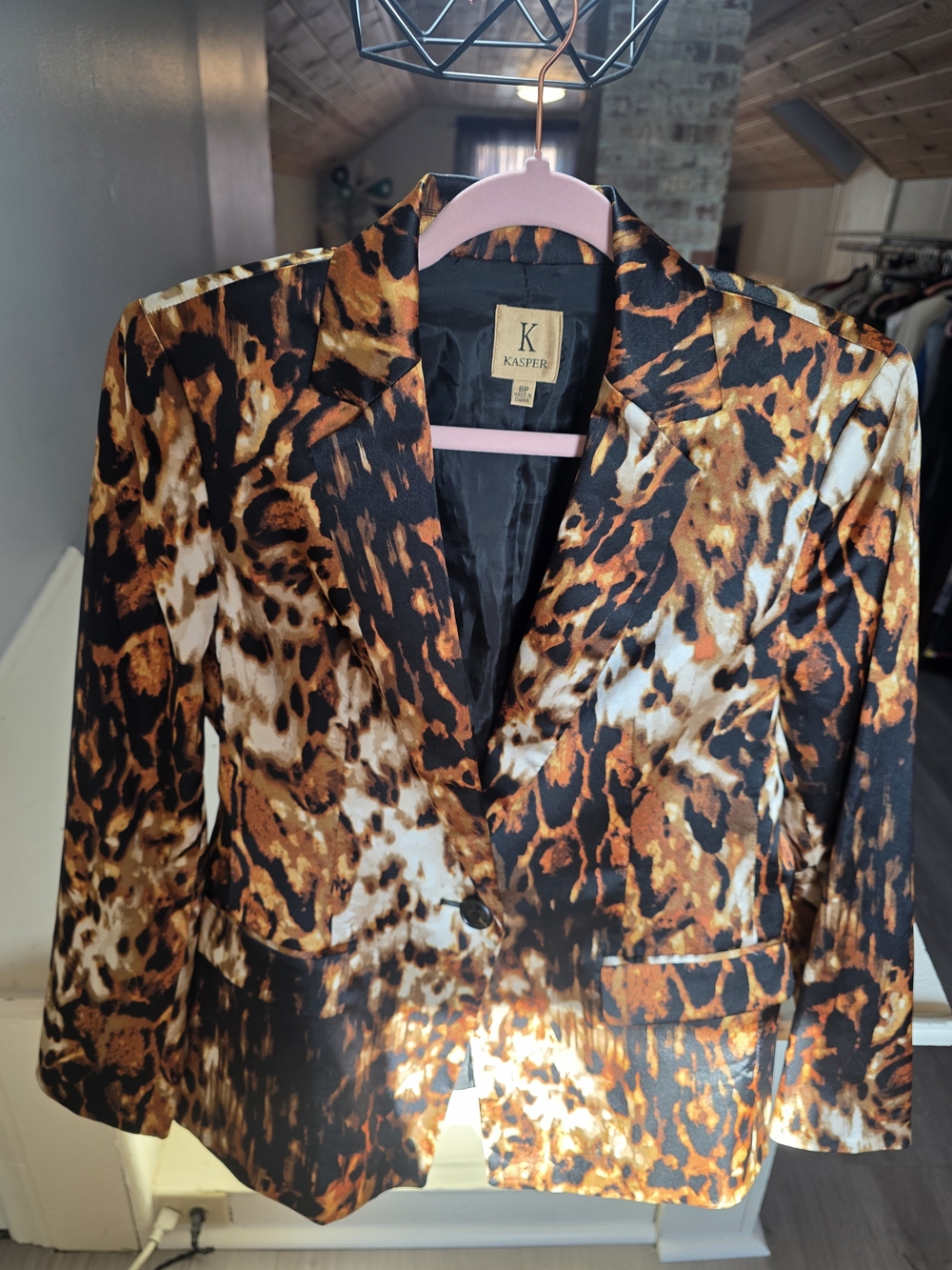 Kasper Women's Leopard-Print Satin Blazer
